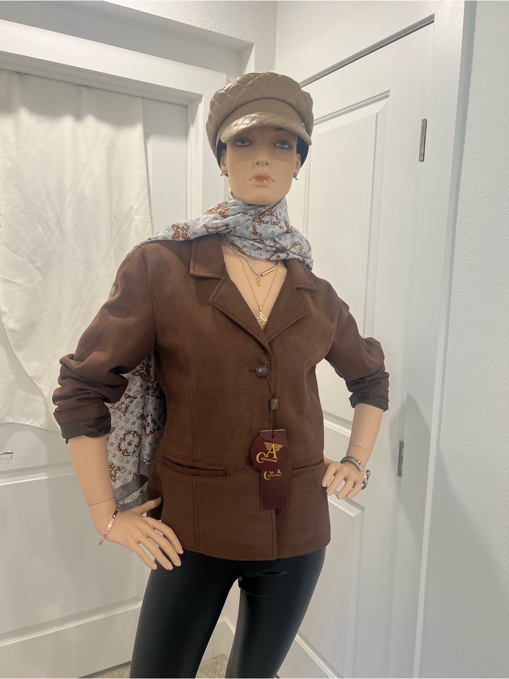 Classic Brown Italian Suede Women's Blazer Jacket by A.Collezioni